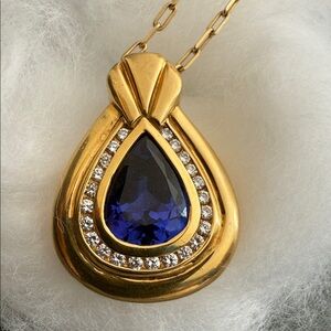 Appraisal -$14,570 - 18K Gold & Pear shaped 6 Carat Tanzanite & Diamonds